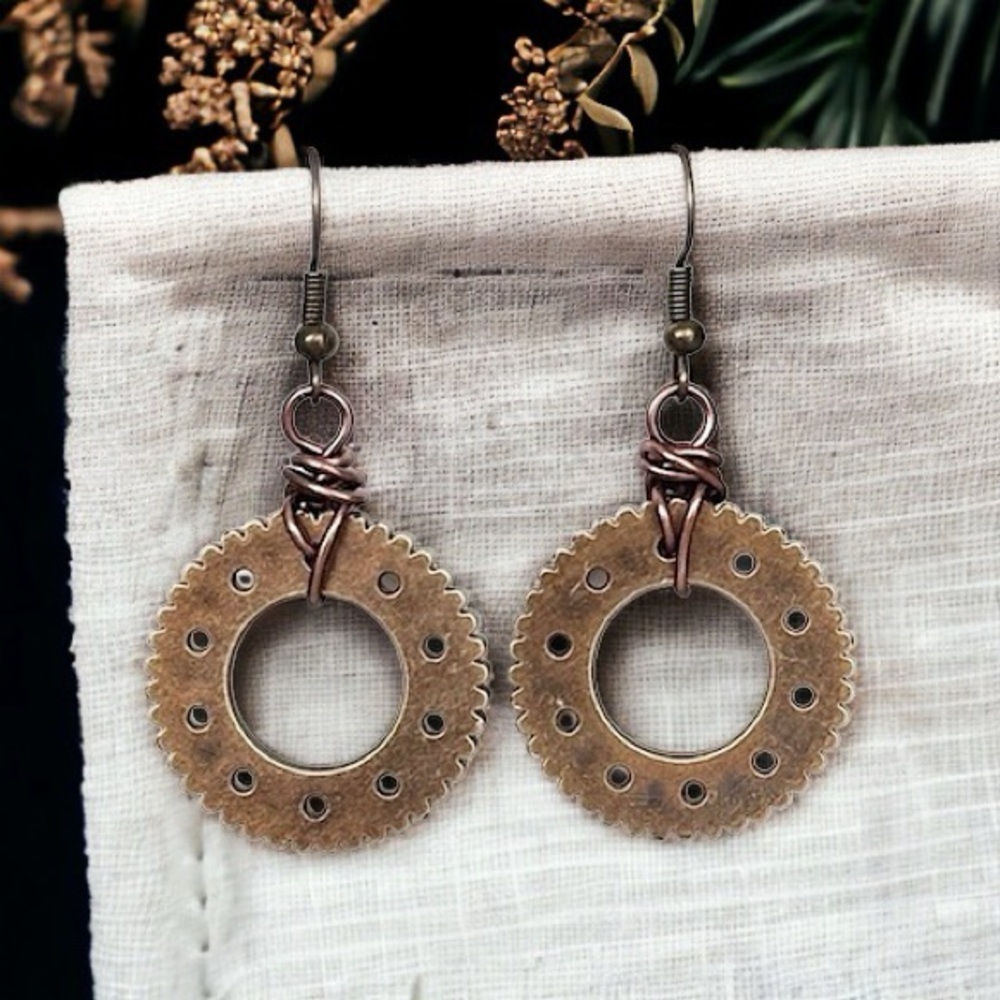 5 For $25💫Brown Steampunk Gears Dangles Earrings